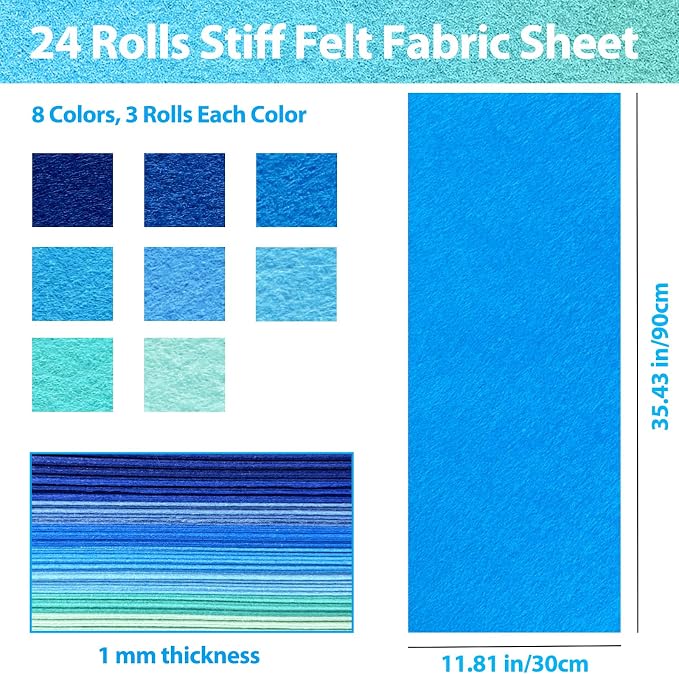 24 Pcs 11.8 x 35.4 Inch Wool Blend Felt Sheets - Image 2