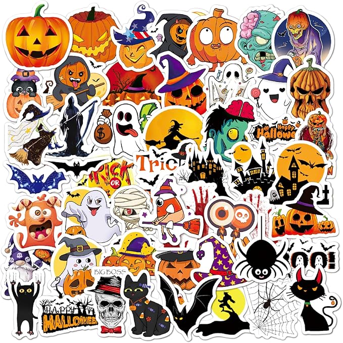 Non-Repeating Halloween Stickers, Halloween Party Favors, Vinyl Waterproof by Riccioofyhelpyoueasylife