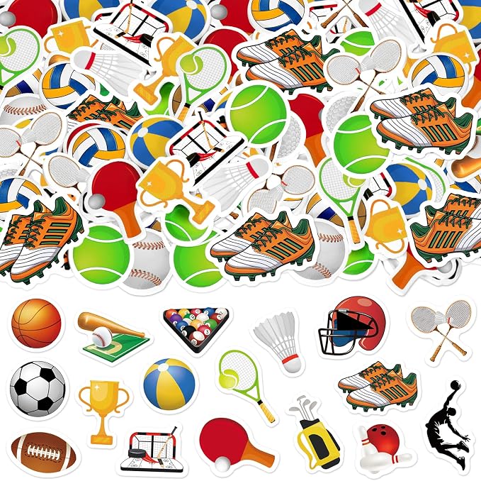 300Pcs Sports Foam Stickers, Self-Adhesive Sport Balls Stickers Basketball by Bonieset