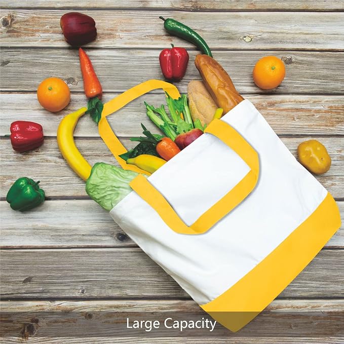 TOPDesign 3-Pack Super Strong Large 12oz Cotton Canvas Tote Bags, Reusable - Image 3