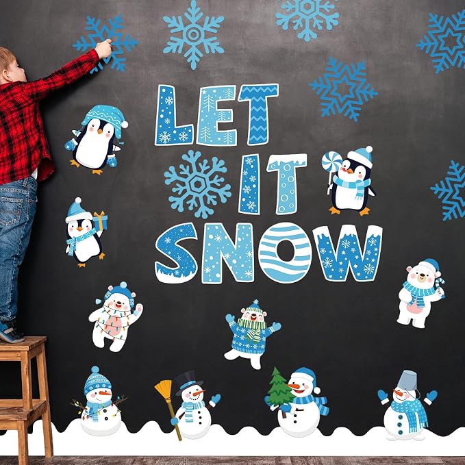 Outus 45 Pcs Winter Cutouts Snowflake Accents Paper Cutouts Name Tags Seasonal - Image 7