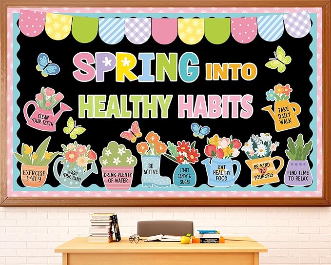 Spring Healthy Bulletin Board Set Spring Into Healthy Habits Classroom by Yiaoyinnz