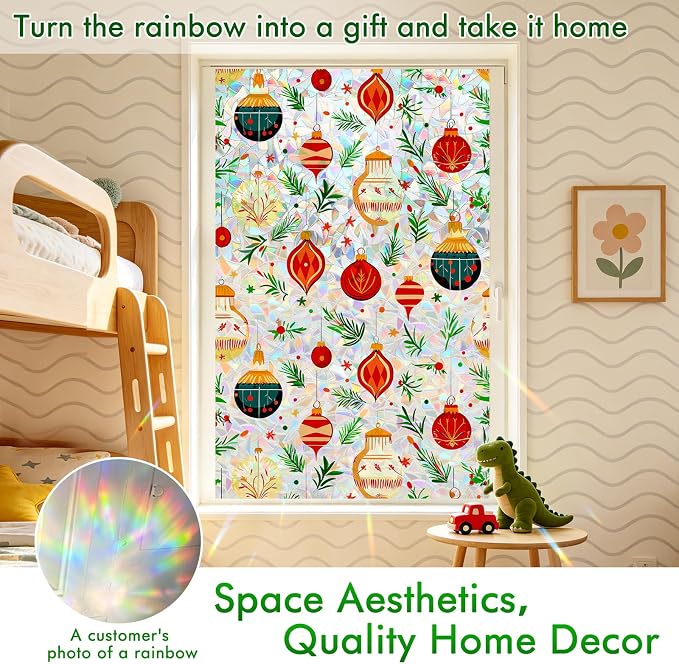 SOMWISE Rainbow Window Privacy Film, Heat Control, UV Blocking, Anti-Glare - Image 3