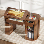 Drafting Table with Storage Cabinet & Drawers, Adjustable Drawing Table with - Image 3