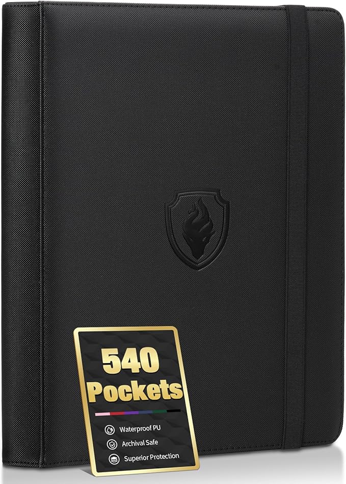 Premium 9 Pocket Card Binder for 540 Cards, Fabmaker PU Cover Trading Card by Fabmaker