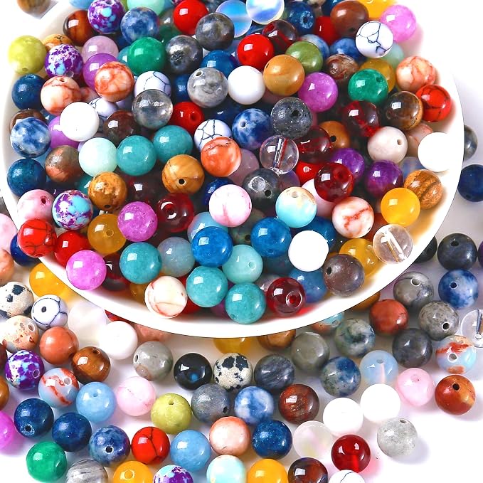 100PCS 8mm Natural Multicolor Stone Beads Round Loose Spacers Beads by NaturalStoneBeads