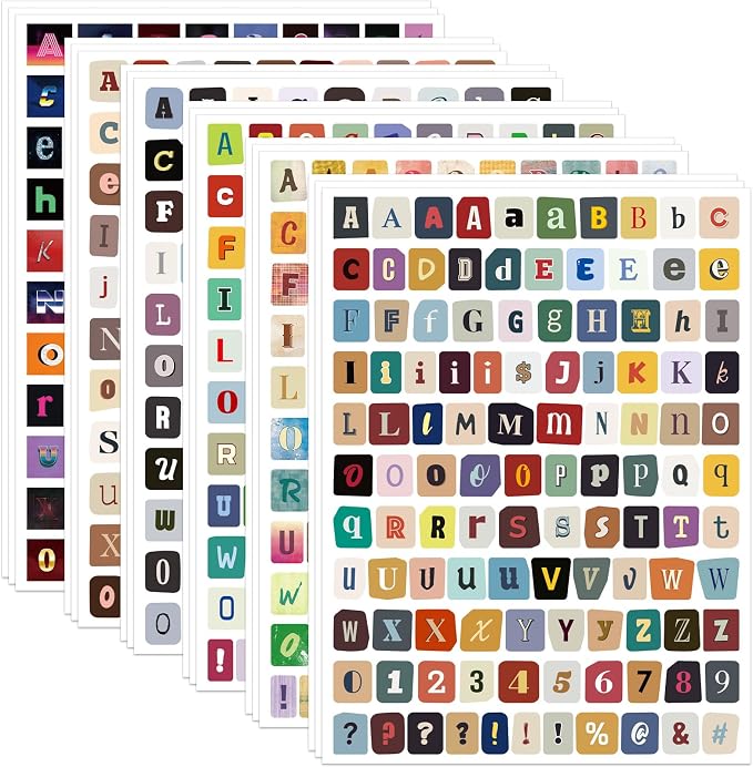 1956 Pcs Letter Stickers for Scrapbook Supplies, Vintage Alphabet Stickers | 18 by Gretion