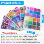 XSEINO About 7200PCS 6mm Glass Beads Bracelet Making Kit, 144 Assorted Designs - Image 3
