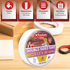 XFasten Double Sided Tape Clear, 1.5-Inch by 30-Yards, Single Roll Ideal as a - Image 3