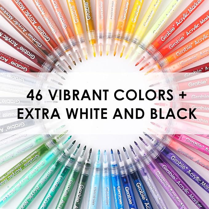 Grabie Acrylic Paint Pens Markers, 0.7 mm, Extra Fine Tip Drawing Markers - Image 3