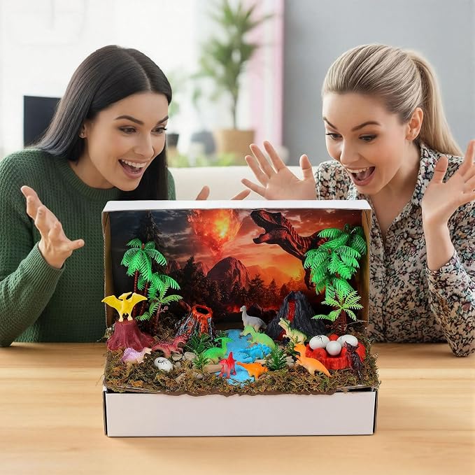 Teyva Daily 48 Pcs Dinosaur Diorama Kit Habitat Project Box Set 3D Dinosaurs - Image 6