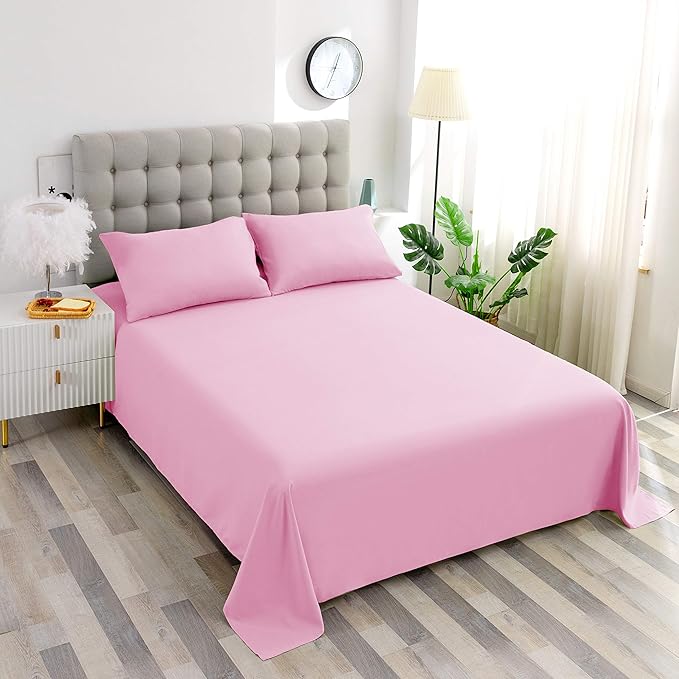 Sfoothome Bedding Flat Sheet, Full Pink Top Sheet - Image 5