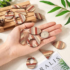 FASHEWELRY 12Pcs Striped Resin Wood Earring Charms Boho Wooden Earring Blanks - Image 7
