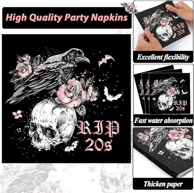 Qyeahkj 100 Pcs 30th Birthday Party Supplies Death to My 20s Paper Plates and - Image 3