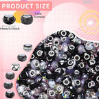 200Pcs Large Hole Beads Spacer Beads Black Assorted European Craft Big Beads - Image 2