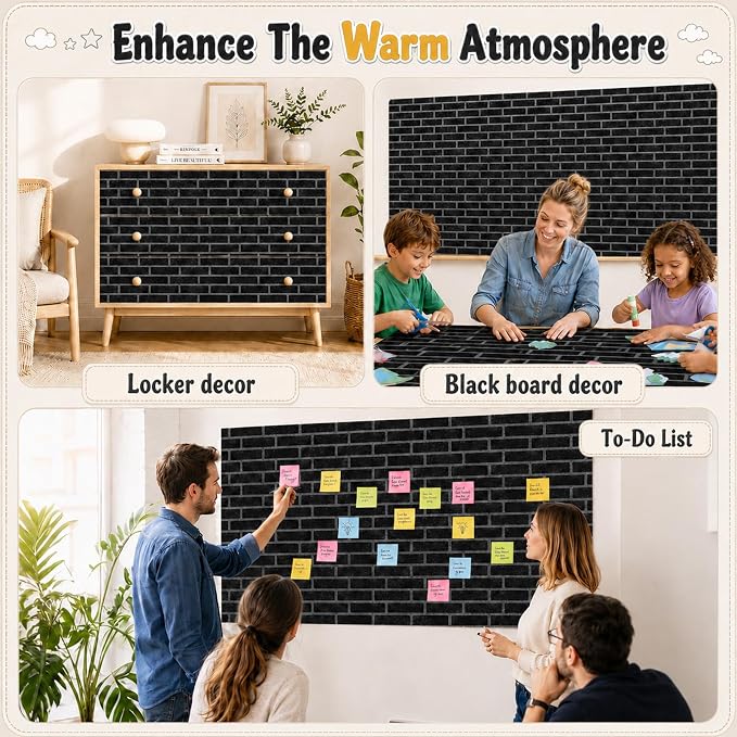 Black Brick Bulletin Board Roll Non-Woven Fabric Poster 16in X 12ft | Back to - Image 5