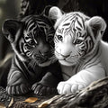 Lxmsja Tiger Cubs Diamond Art Kits by Lxmsja