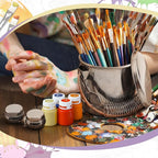 2 Pcs Paint Brush Cleaner Set Stainless Steel Double Dipper Palette Cup Paint - Image 5