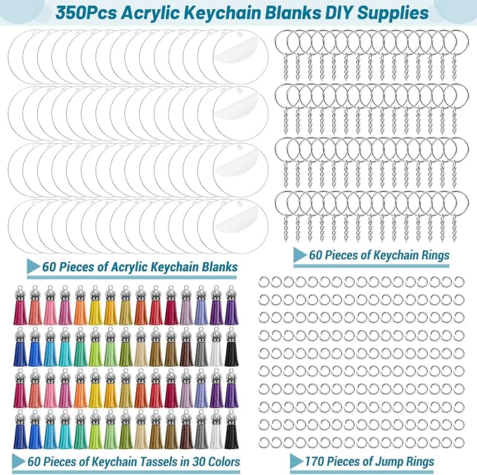 350Pcs Acrylic Keychain Blanks Clear Acrylic Round Ornament Blank - Image 2