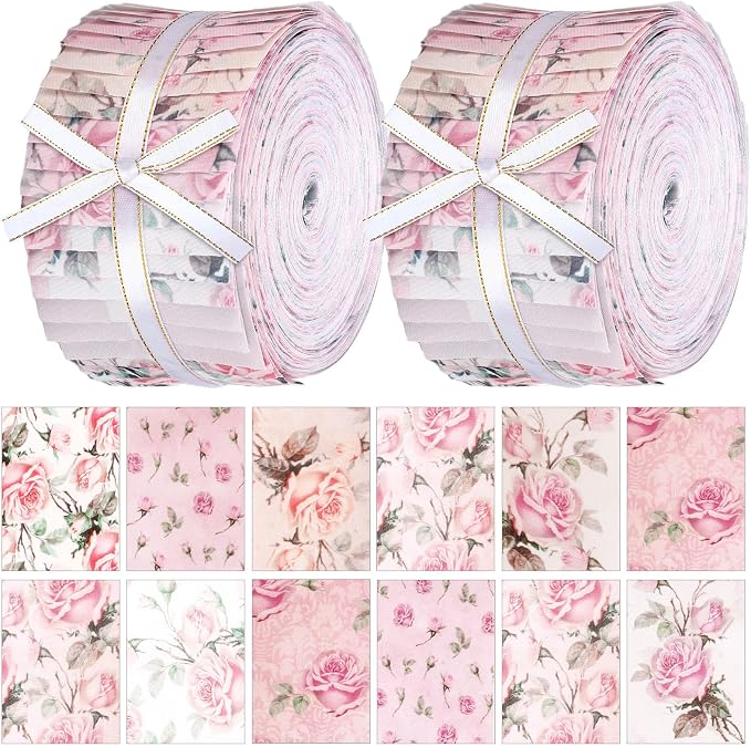 Hosuly 40 Pcs Pink Rose Floral Jelly Fabric by Hosuly