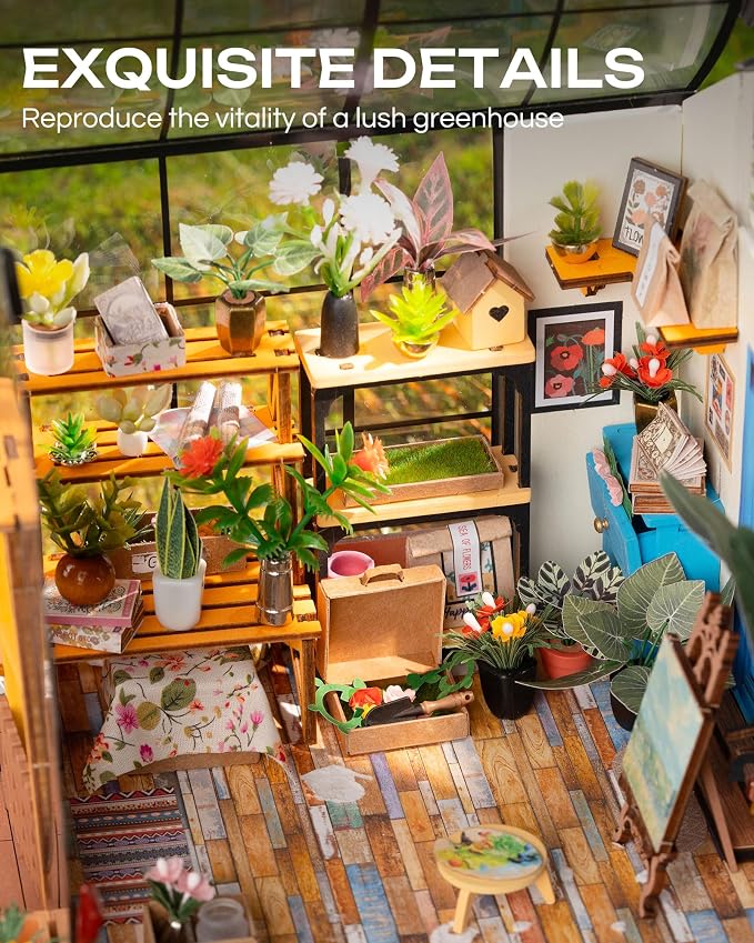 Rolife DIY Miniature House Kit-Mini Diorama 1/18 Greenhouse Dollhouse Building - Image 3