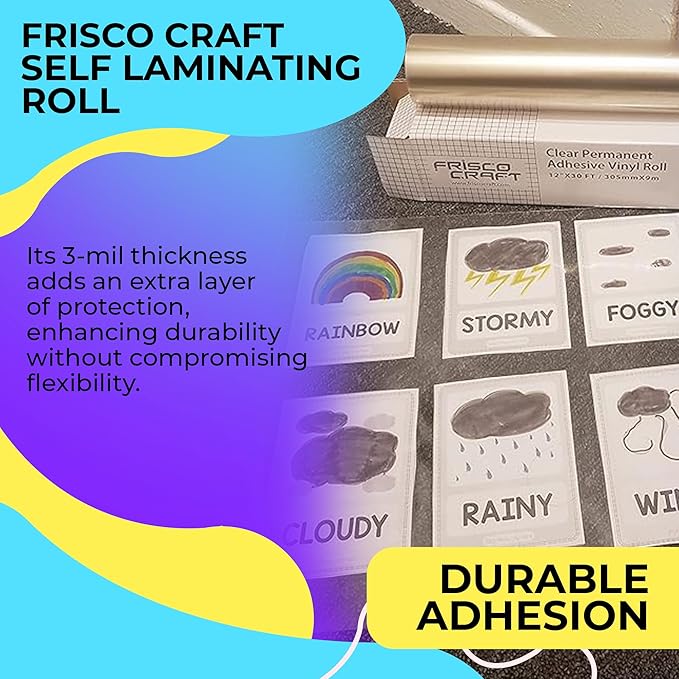 Frisco Craft Matte Clear Self Adhesive Laminating Roll 12" x 30 ft | Self - Image 6