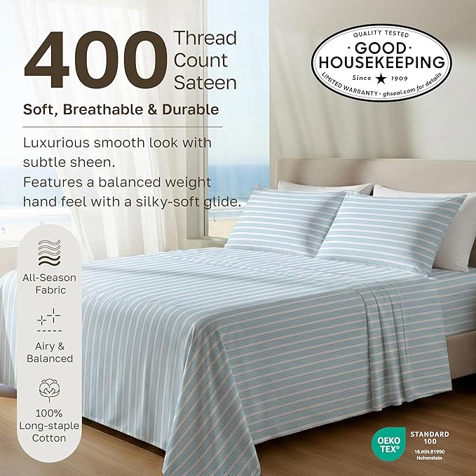 California Design Den Soft 100% Cotton Sheets Twin Size Set, 400 Thread Count - Image 3
