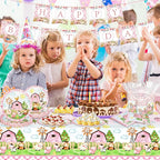 171 PCS Farm Animals Birthday Party Supplies, Disposable Pink Plates Napkins - Image 5