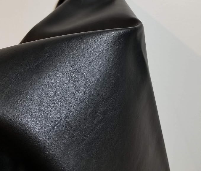 Black Matte Fullgrain Soft Faux Vegan Leather Fabric Sheet Peta Approved Vegan) - Image 4
