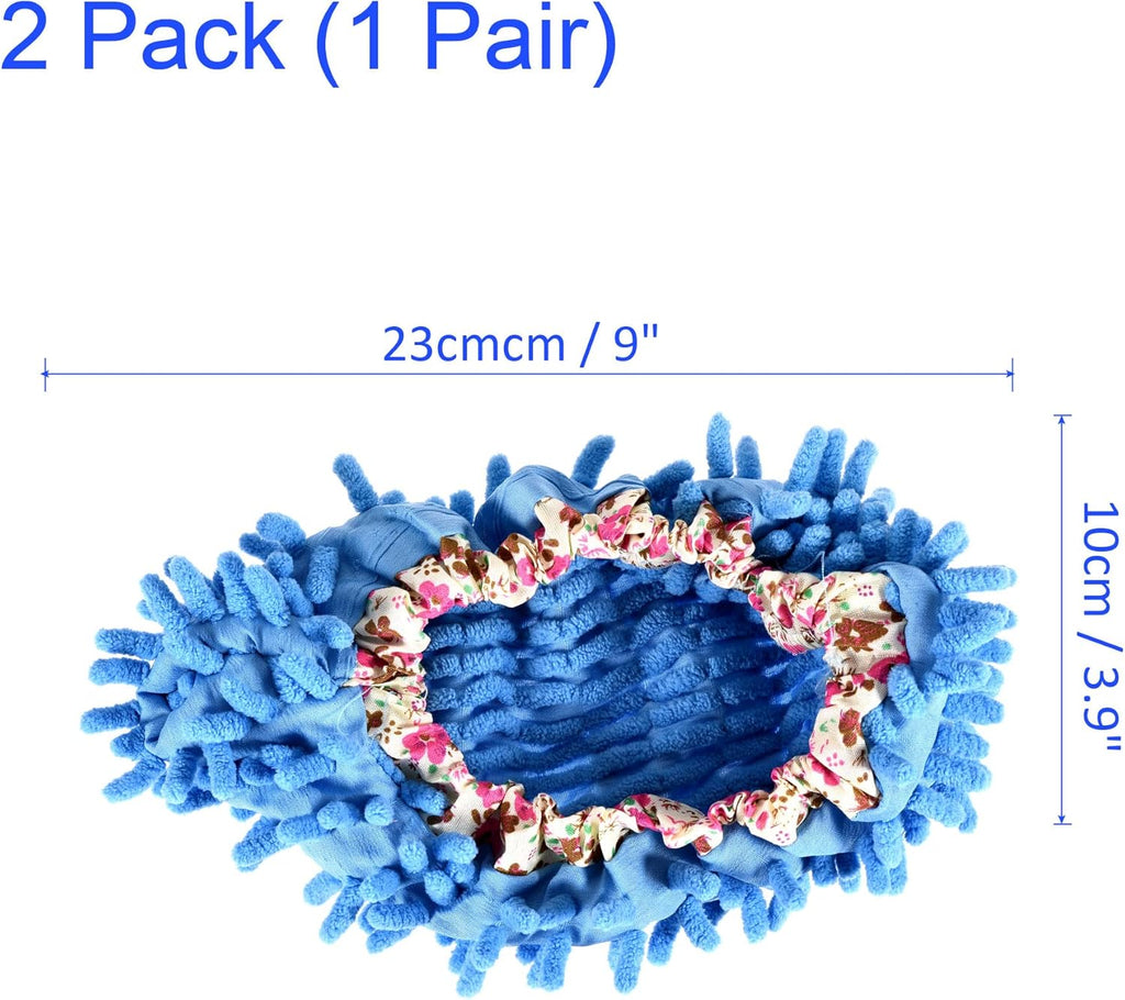 1 Pair Washable Cleaning Shoes Cover - Floor Cleaning Dust, Chenille Microfiber Duster Mop Slippers, Apply to House Office Room (Blue)