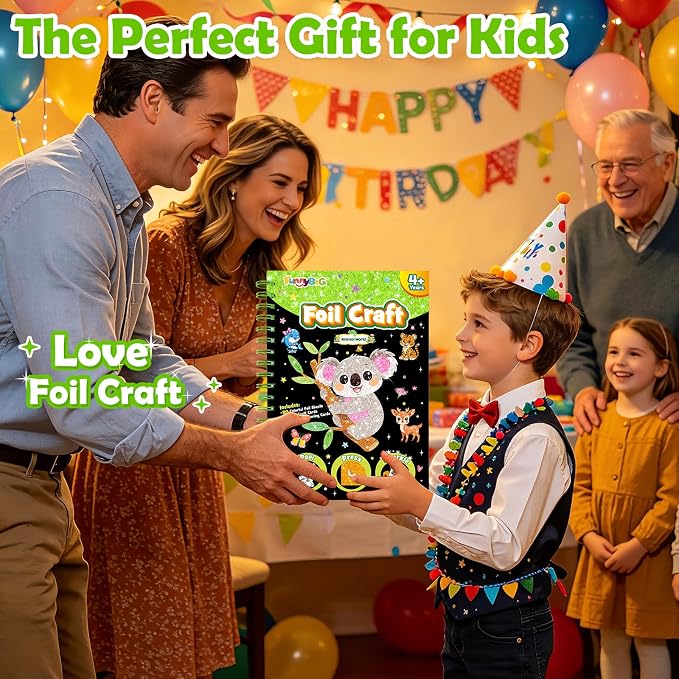 FUNNYB&G Foil Art Craft Kit for Kids 4-10 Years Old: Mess-Free & No-Glue - Image 7