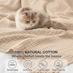 100% Cotton Muslin Blanket Queen 90" x 90", 6 Layers Breathable and Lightweight - Image 5