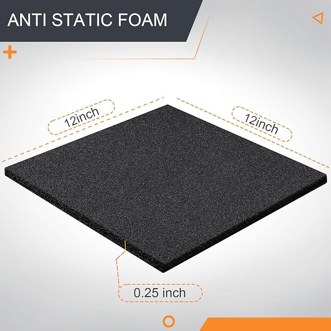 Pangda 2 Pcs Black Foam Pad 12 x 12 x 0.25 Inches Cuttable Polyurethane Foam - Image 2