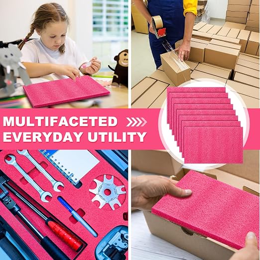 Pangda 8 Pcs 14.75" x 9.5" x 0.75" Pink Polyethylene Foam Sheets Anti Static - Image 4