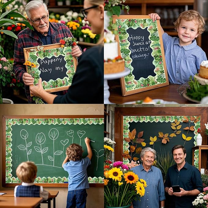 69 Feet Tropical Leaves Patterns Bulletin Board Borders Jungle Leaves Border - Image 7