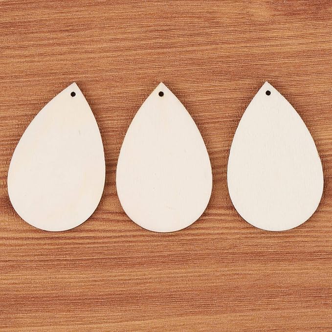 100 Pieces Unfinished Blank Wood Teardrop Earring Pendant - Image 4