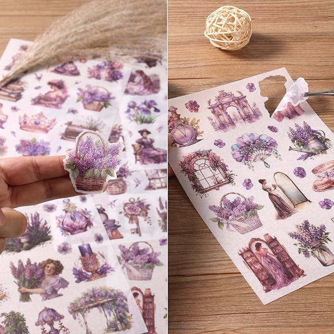 Vintage Ephemera Sticker 24 Sheets precut 300 washi Stickers Paper Girls - Image 6