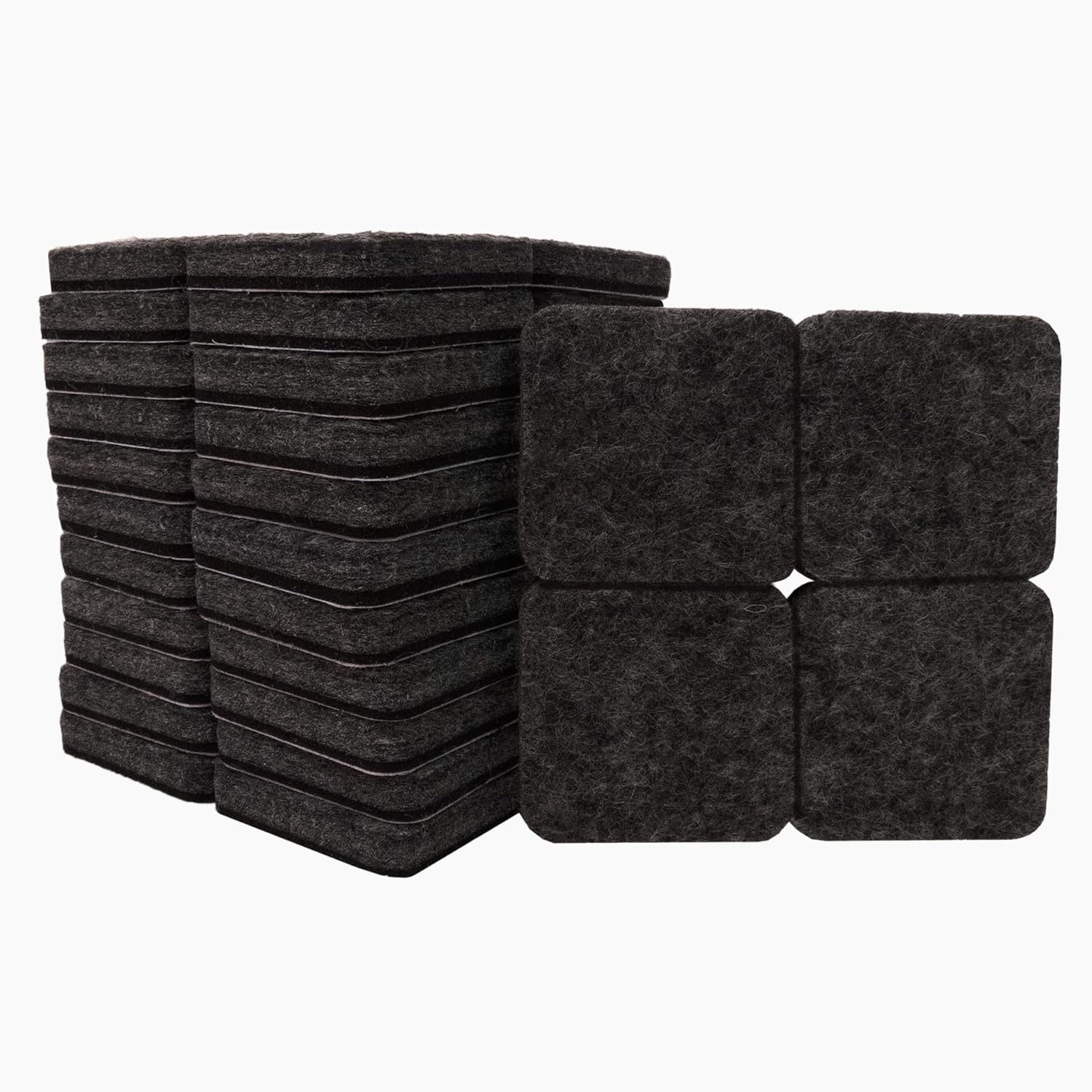 SOFTTOUCH 4717895N Heavy Duty Square Felt Furniture Pads to Protect Hardwood Floors from Scratches, 1", 48 Pack, Black, 48 Piece