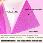 Pink Glitter Heat Transfer Vinyl Rolls Pink HTV Vinyl Iron 12inch x 5feet Iron - Image 7
