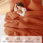 MUXHOMO 7 Pieces Full Comforter Set, Seersucker Bed in a Bag Full Size - Image 2