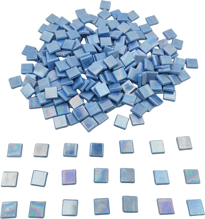 1.1 LB Ice Jade Mosaic Tiles, 0.59“ Square Glass Mosaic Pieces - Image 3