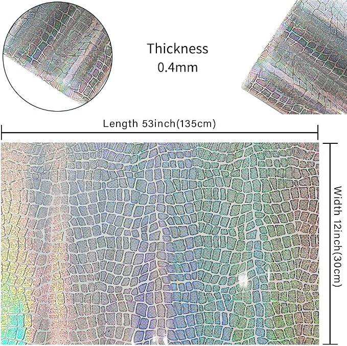HYANG Transparent Stone PVC Super Clear Holographic Vinyl Faux Leather Sheets 1 - Image 4