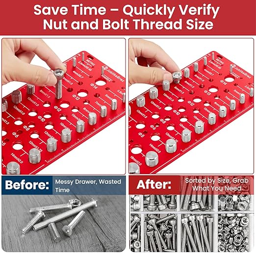 Thread Checker, 70 Nut and Bolt Thread Checker, 25 Standard & 25 Metric & 20 - Image 4
