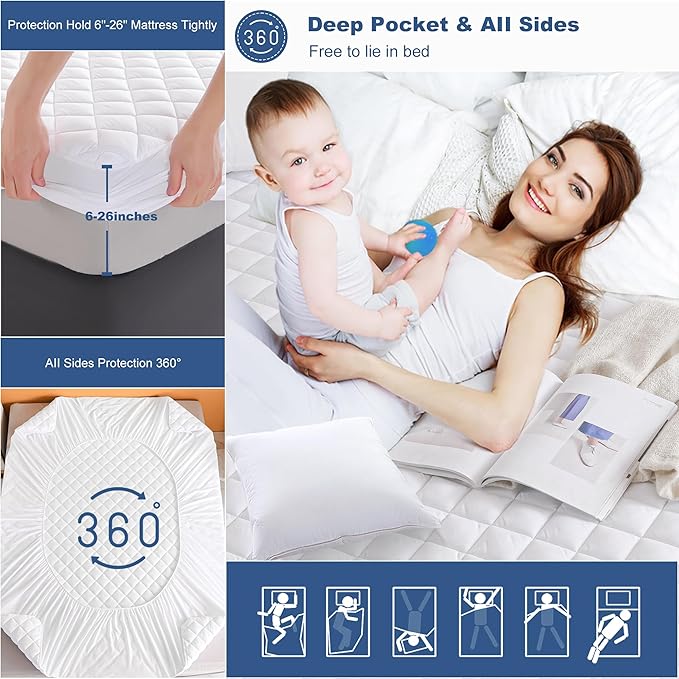 GRT Short Queen Mattress Pad, 100% Waterproof Breathable RV Short Queen - Image 5