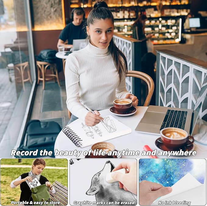 10 Pack 600 Sheets Heavyweight Sketchbook 5.5" x 8.5" 200GSM Very Thick Mixed - Image 5