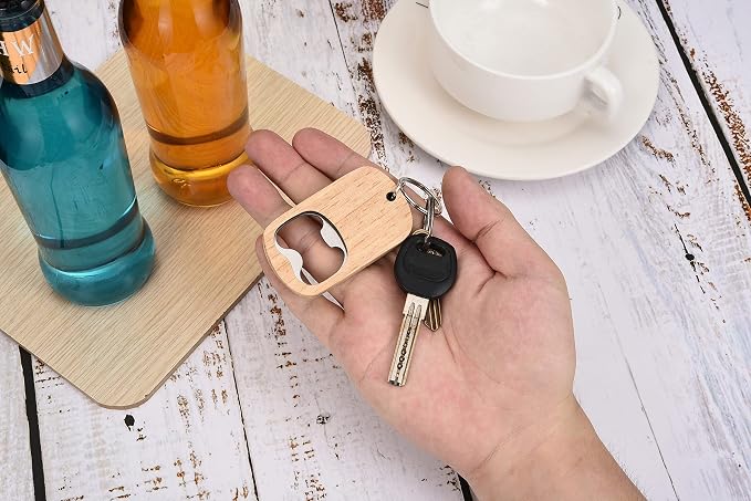 10 Pcs Wooden Keychain Blanks Wood Bottle Opener Bulk Laser Engraving Blanks - Image 6