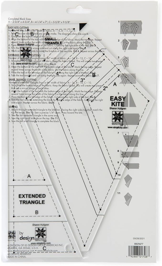 EZ Quilting 8829477 Acrylic Kite Quilting Template Set, Sizes 2.75" x 4.75" - Image 2