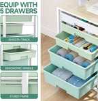 SYKIARIOL Utility Cart with 5 Drawers, Storage Cart with Wooden Tabletop and - Image 4