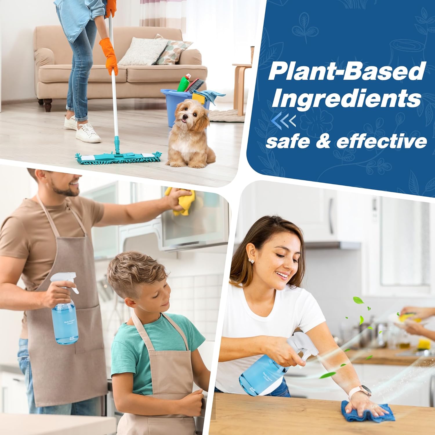 Multi-surface Cleaner Kit, Bathroom Cleaner Spray Tablets & Spray Bottle All Purpose Cleaner, 12 Tablets Multipurpose Cleaner Refills with Reusable Glass Bottle, Plant Based - Ocean Breeze