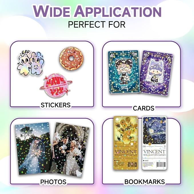 36 Sheets Holographic Sticker Paper Transparent Holographic Laminate Sheets | - Image 4